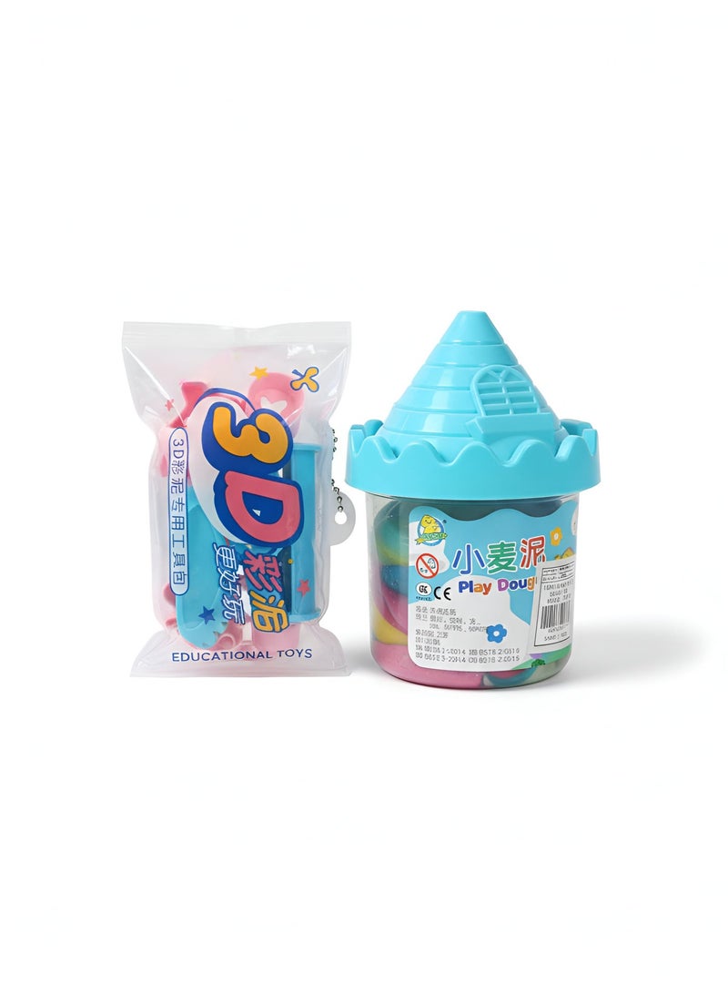 UNIKSAR 12-Color DIY Play Dough Set with Castle-Shaped Storage Bucket and 3D Modeling Tools - Creative Educational Clay Kit for Kids - Image 2